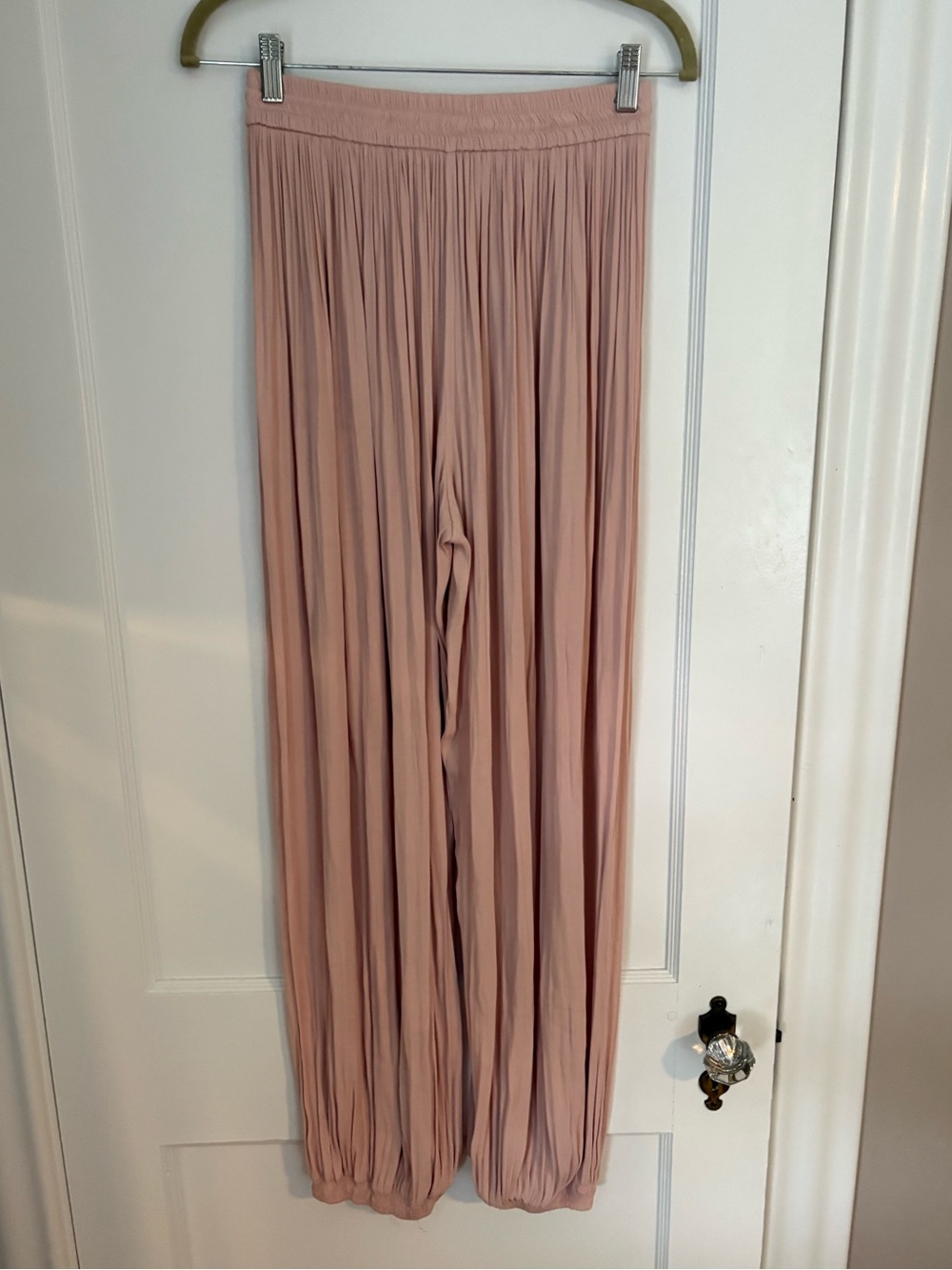 ZARA Blush Pink Satin Pleated Wide-Leg Palazzo Pants